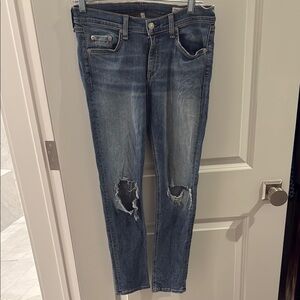 Distressed Blue Jeans